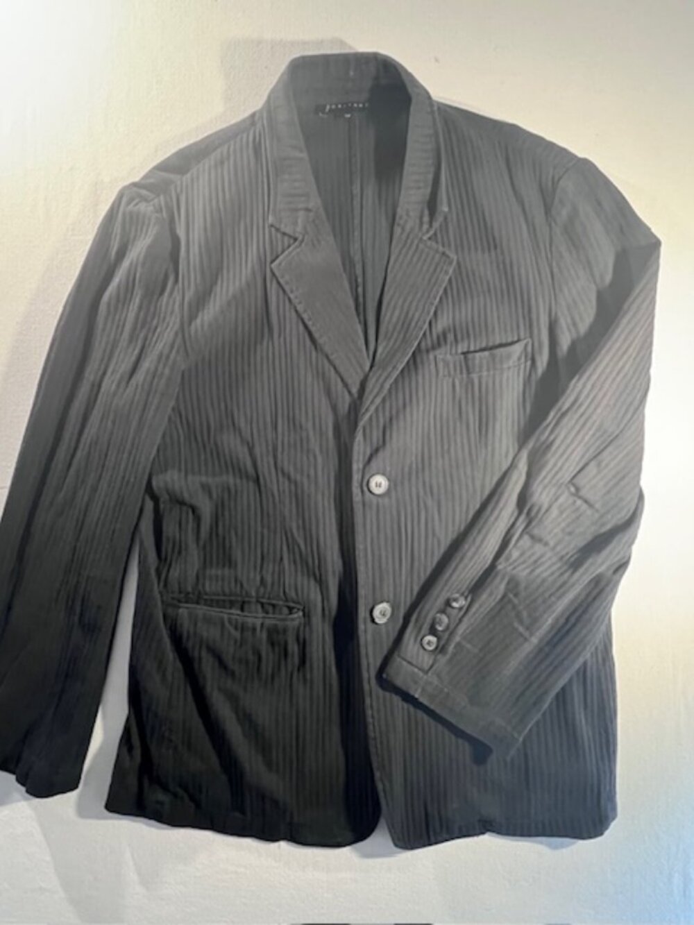 POSITANO black button up jacket lightweight vertical ribbed Men's Medium